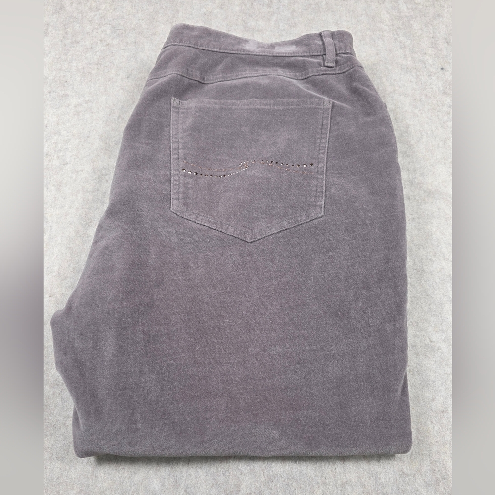 Talbots Pants Women’s Size 16  Gray Velvet Pants Straight‎ Leg Vintage